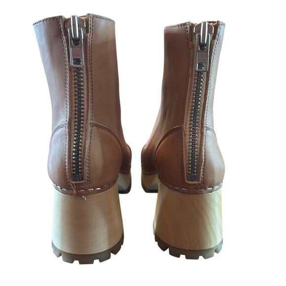 Swedish Hasbeens Stitchy  Leather Ankle Boot Wood Clog Midsole NEW EU 36 US 6 - Picture 3 of 9